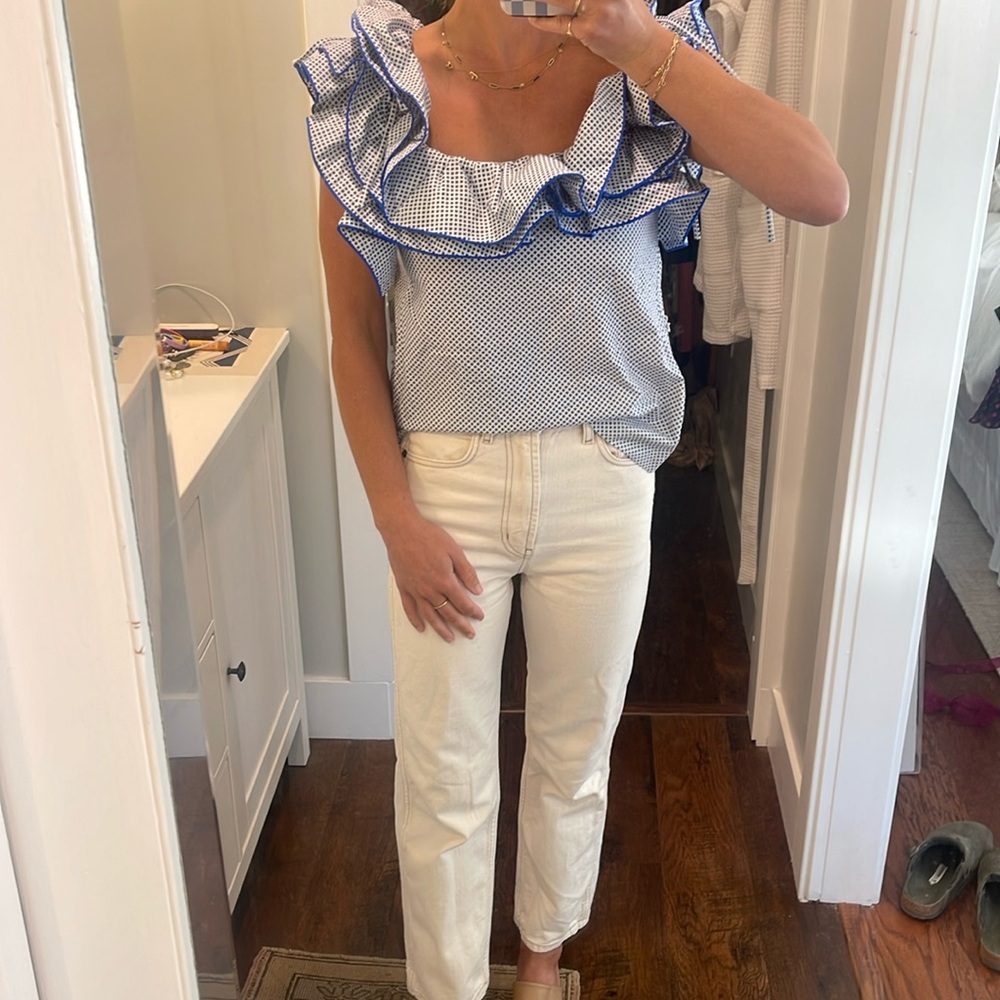 Rosie Assoulin blue and white blouse